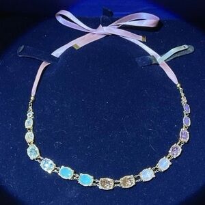 SWAROVSKI PINK RIBBON TIED NECKLACE